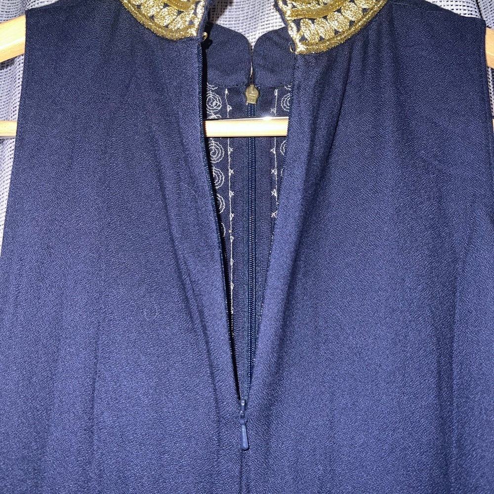 Navy Sleeveless Dress with Gold Embroidery Lilly Pulitzer sz 10 Jane Maxi dress - Picture 7 of 11
